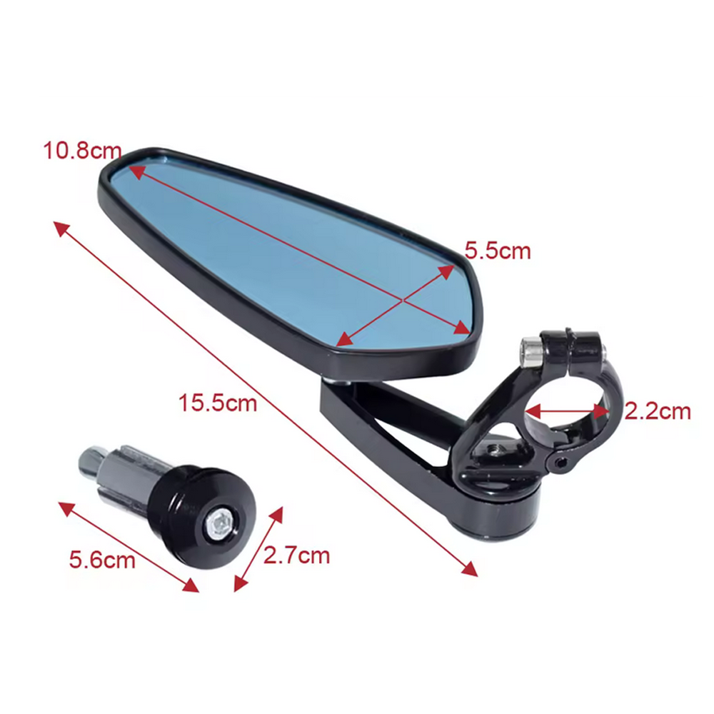 7/8" 22mm Bar End Mirror Set - Long Arm Blade