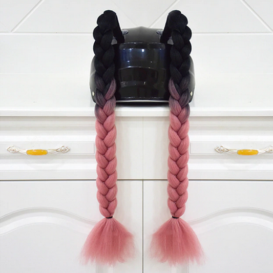 Black Root Pastel Rose Helmet Pigtails