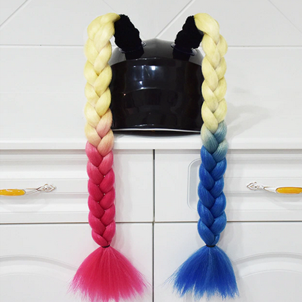 Blonde Root Red & Blue Helmet Pigtails
