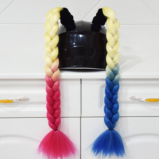 Blonde Root Red & Blue Helmet Pigtails