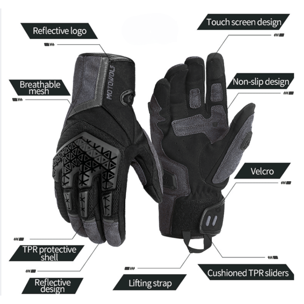 Motowolf Road Gloves - Black