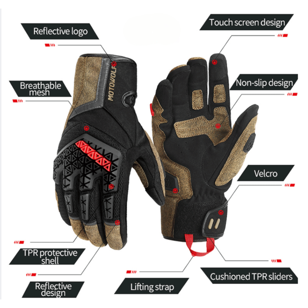 Motowolf Road Gloves - Desert Brown