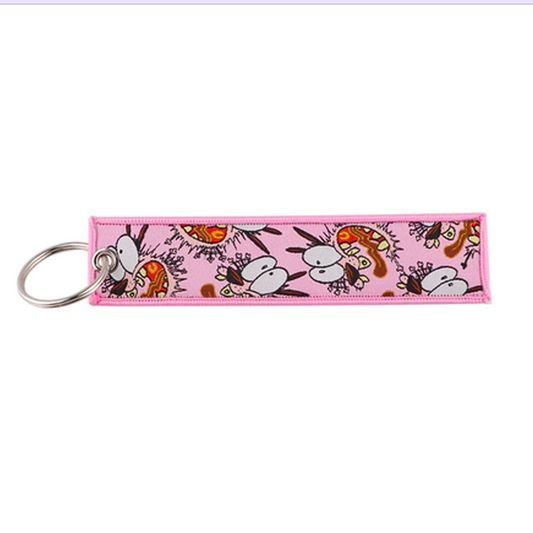 Screaming Pink Dog Anime Key Tag
