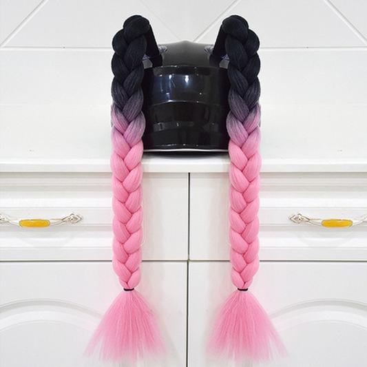 Black Root Pink Helmet Pigtails