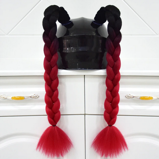 Black Root Red Helmet Pigtails